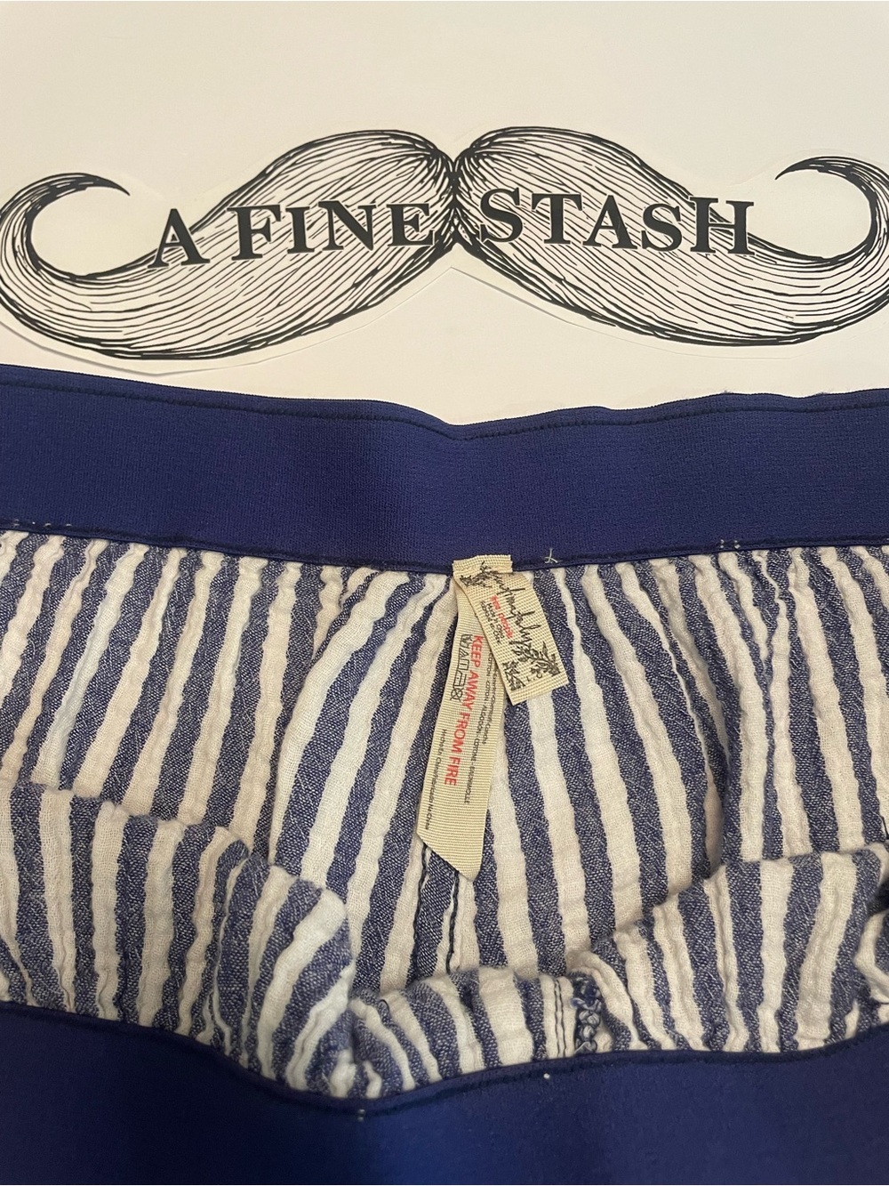 Free People Intimately Bedtime Seersucker Boxer Shorts Striped Blue White L - Picture 3 of 5